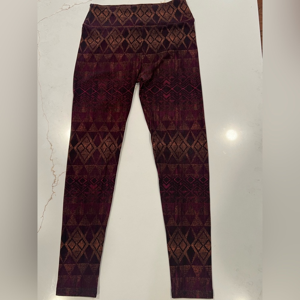 LuLaRoe Diamond Pattern Leggings - Maroon and Brown
